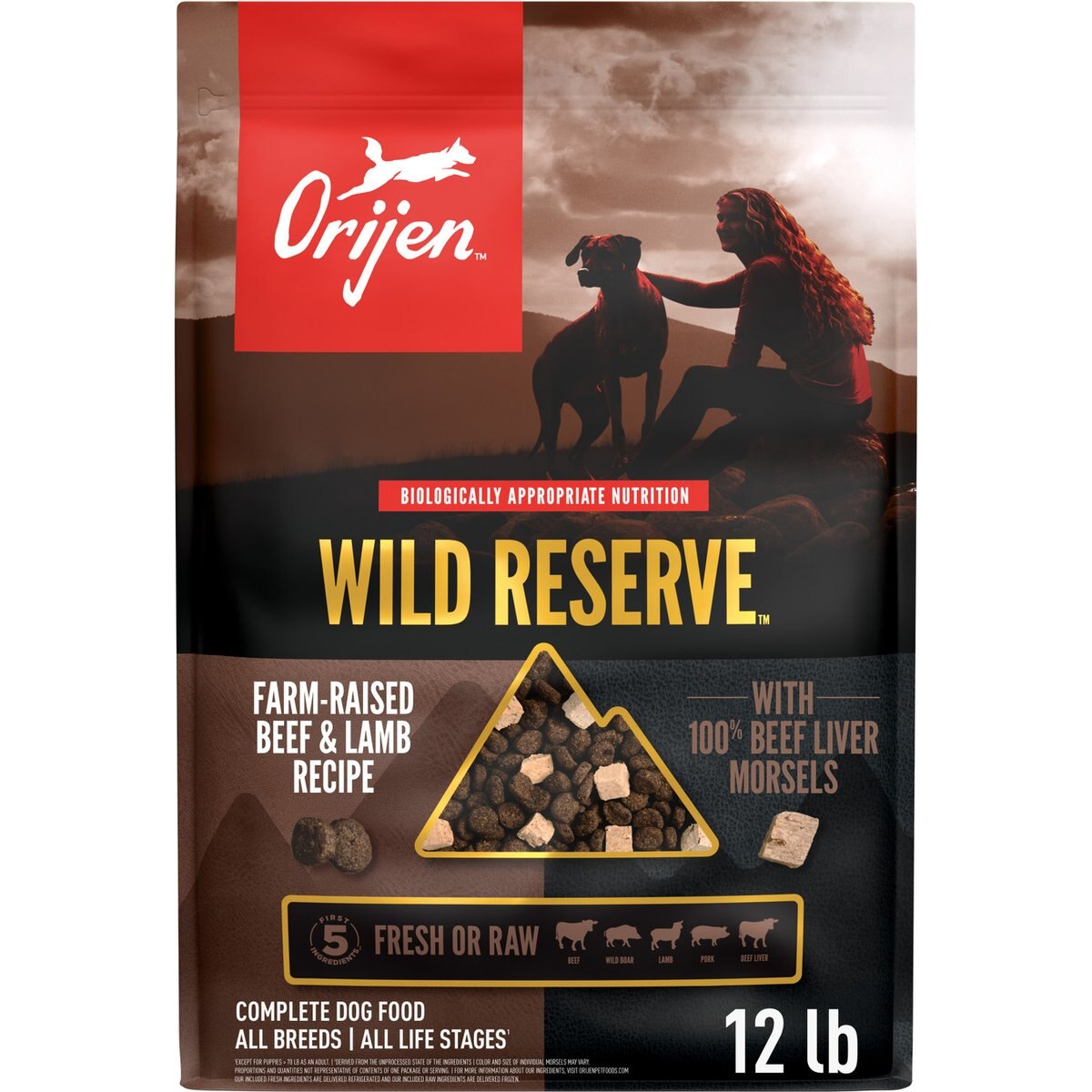 ORIJEN Wild Reserve Farm-Raised Beef & Lamb Dry Dog Food, 12-lb bag