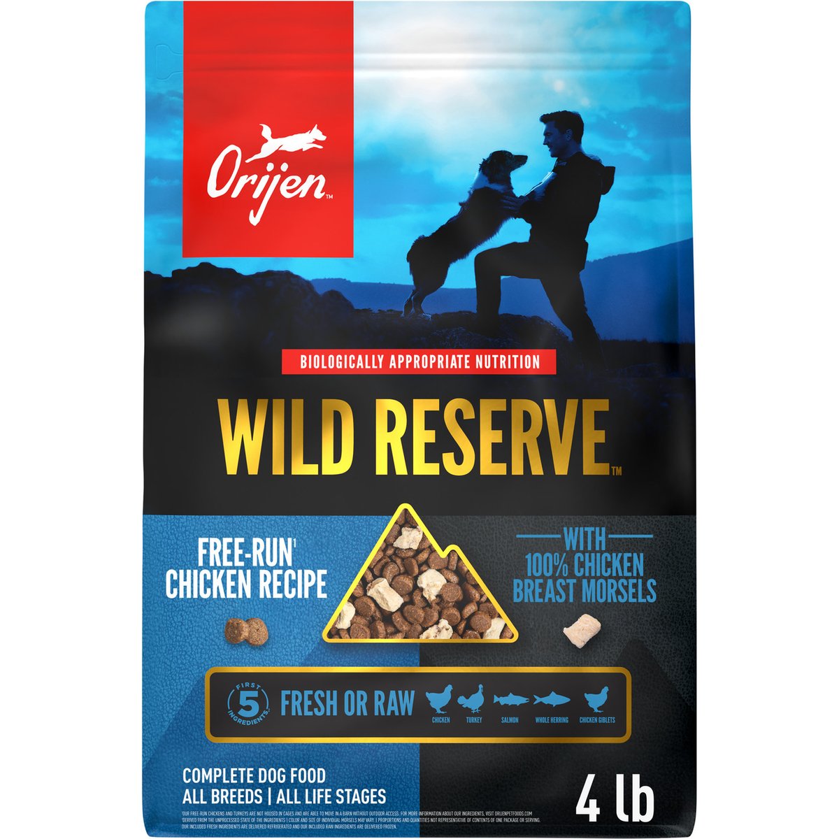 ORIJEN Wild Reserve Free-Run Chicken Dry Dog Food, 4-lb bag