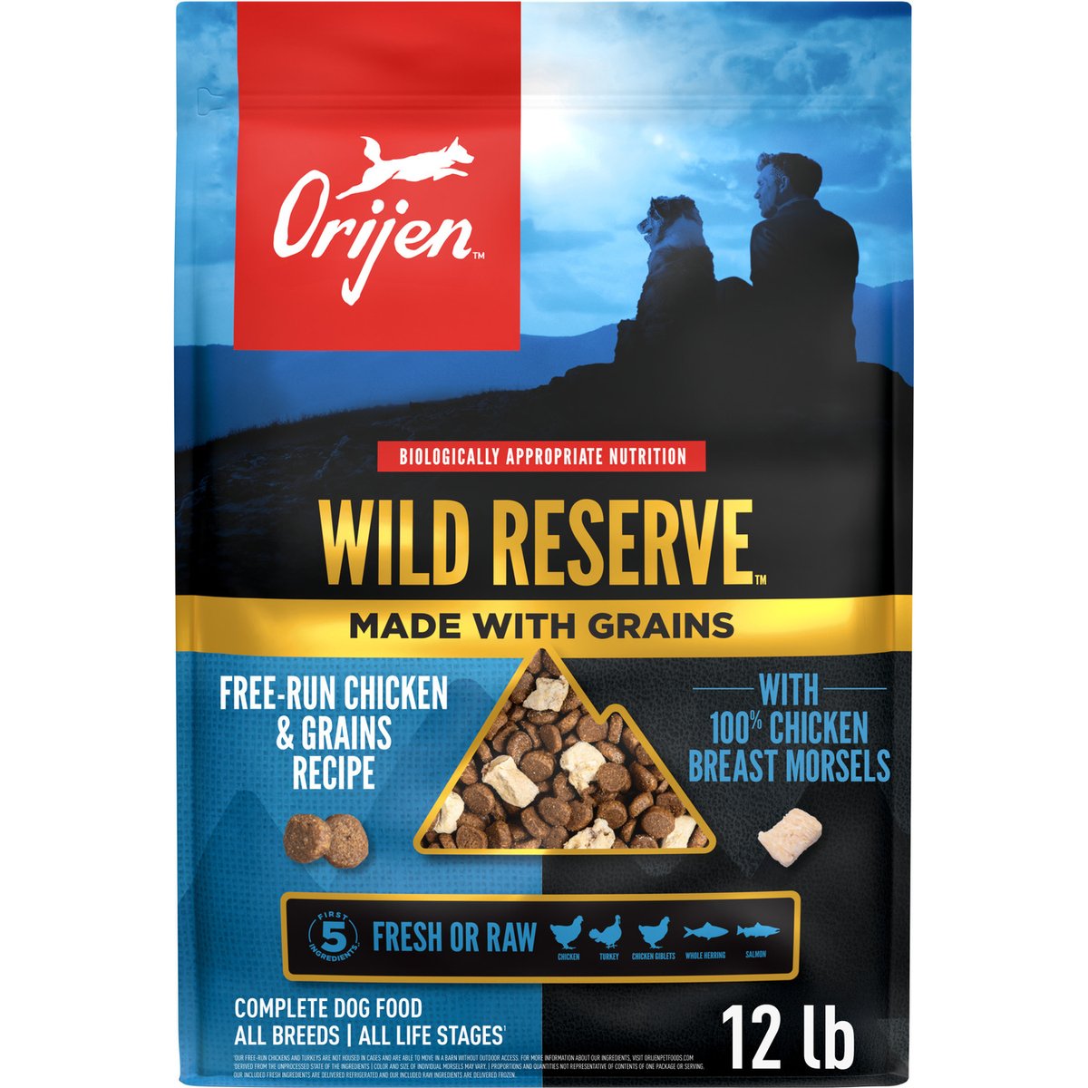 ORIJEN Wild Reserve Free-Run Chicken & Grains Dry Dog Food Recipe, 12-lb bag