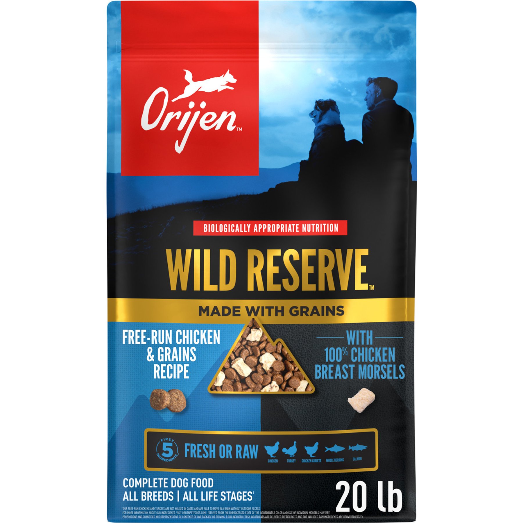ORIJEN Wild Reserve Free-Run Chicken & Grains Dry Dog Food Recipe, 20-lb bag