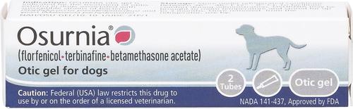 Show full view: Osurnia (florfenicol, terbinafine, betamethasone acetate) Otic Gel for Dogs, 1-mL, 2 tubes slide 1 of 4