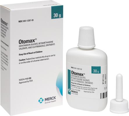 Show full view: Otomax (Gentamicin / Betamethasone / Clotrimazole) Otic Ointment for Dogs, 30-g slide 3 of 8