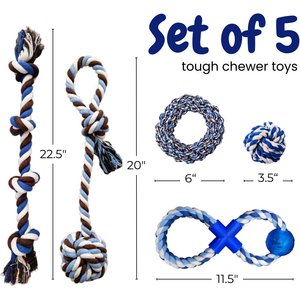 Otterly Pets Assorted Medium to Large Rope Dog Toys, 5 count