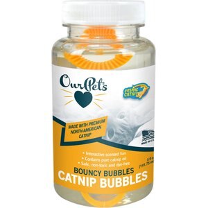 OURPETS Catnip Bouncy Bubbles Cat Toy, 5-oz bottle