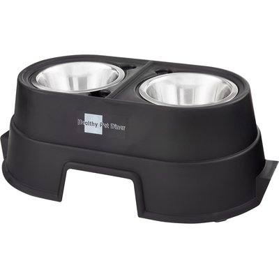 OurPets OurPets Comfort Elevated Dog & Cat Bowls, Black, 4-cup