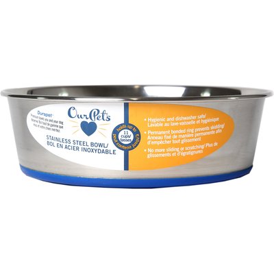 OurPets OurPets Durapet Premium Rubber-Bonded Stainless Steel Bowl, Large, 11 cups