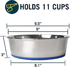 OurPets Durapet Premium Rubber-Bonded Stainless Steel Bowl, Large, 11 cups slide 2 of 7