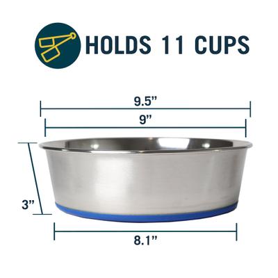 Show full view: OurPets Durapet Premium Rubber-Bonded Stainless Steel Bowl, Large, 11 cups slide 2 of 8