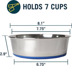 OurPets Durapet Premium Rubber-Bonded Stainless Steel Bowl, Medium, 7 cups slide 2 of 7