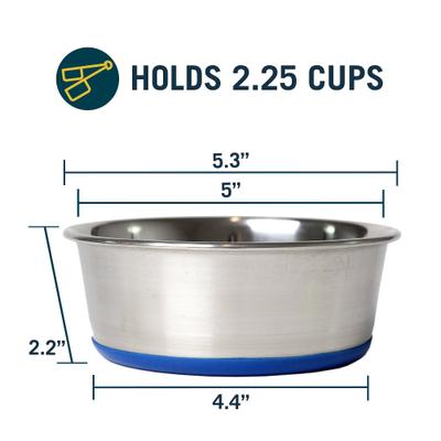Show full view: OurPets Durapet Premium Rubber-Bonded Stainless Steel Bowl, Small, 2.25 cup slide 2 of 8