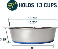 OurPets Durapet Premium Rubber-Bonded Stainless Steel Bowl, X-Large, 13 cups slide 2 of 5