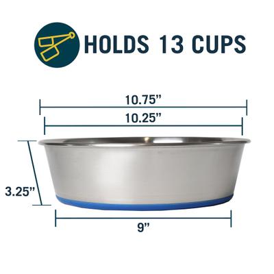 Show full view: OurPets Durapet Premium Rubber-Bonded Stainless Steel Bowl, X-Large, 13 cups slide 2 of 6