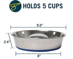 OurPets Durapet Premium Stainless Steel Slow-Feed Dog Bowl, Medium, 5 cups slide 2 of 7