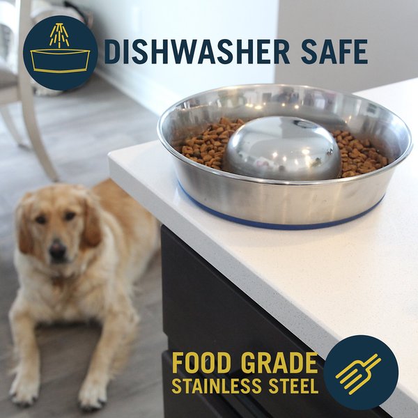 Show full view: OurPets Durapet Premium Stainless Steel Slow-Feed Dog Bowl, Medium, 5 cups slide 4 of 8