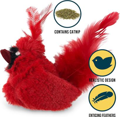 Show full view: OurPets Play-N-Squeak Real Birds Cardinal Cat Toy slide 2 of 9