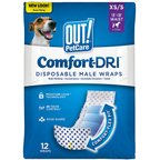 OUT! Disposable Male Dog Wraps, Extra Small/Small: 13 to 18-in waist, 12 count