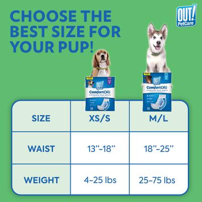 Show full view: OUT! Disposable Male Dog Wraps, Extra Small/Small: 13 to 18-in waist, 12 count slide 7 of 9
