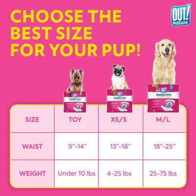 Show full view: OUT! Petcare Disposable Female Dog Diapers, 96 count, Med/L: 18 to 25-in waist, slide 6 of 7