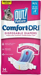 OUT! Petcare Disposable Female Dog Diapers, Medium/Large: 18 to 25-in waist, 14 count