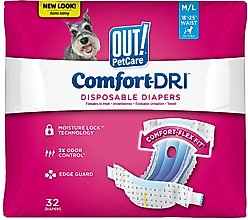 OUT! Petcare Disposable Female Dog Diapers, Medium/Large: 18 to 25-in waist, 32 count