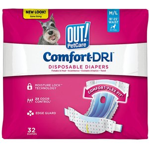 OUT! Petcare Disposable Female Dog Diapers, Medium/Large: 18 to 25-in waist, 32 count
