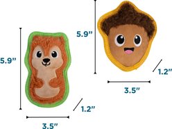 Outward Hound Acorn & Squirrel Tough Skinz Squeaky Plush Dog Toy, 2-Pack, Small slide 2 of 7