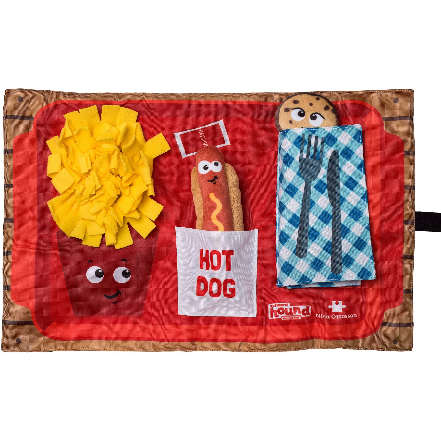 Outward Hound Activity Matz Fast Food Fun Game Plush Dog Toy