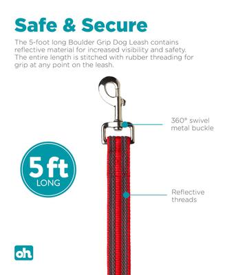 Show full view: Outward Hound Boulder Grip Reflective Dog Leash, Red slide 2 of 6