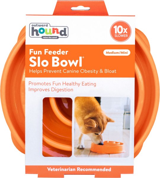 Outward Hound Fun Feeder Interactive Dog Bowl, Orange