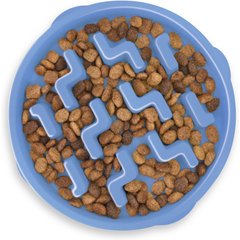 Outward Hound Fun Feeder Slow Feeder Dog Bowl, Blue, 2-cup