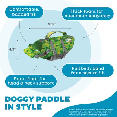 Show full view: Outward Hound Granby Splash Dog Life Jacket, Camo, X-Small slide 4 of 8