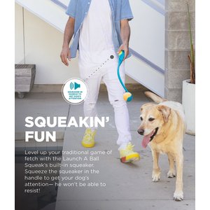 Outward Hound Launch A Ball Squeak Interactive Tennis Ball Launcher Dog Toy