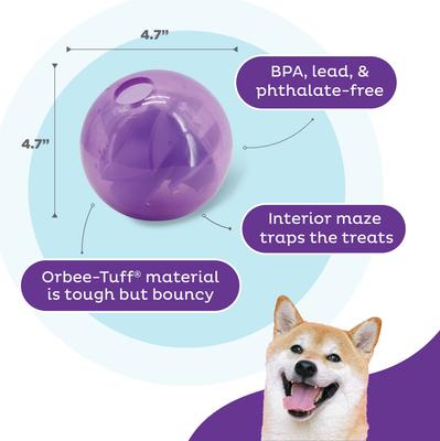 Show full view: Outward Hound Orbee-Tuff Mazee Interactive Treat Dispensing Puzzle Dog Toy, Purple slide 3 of 10
