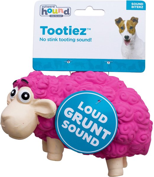 Outward Hound Tootiez Llama Grunting Rubber Dog Toy, Yellow, Large
