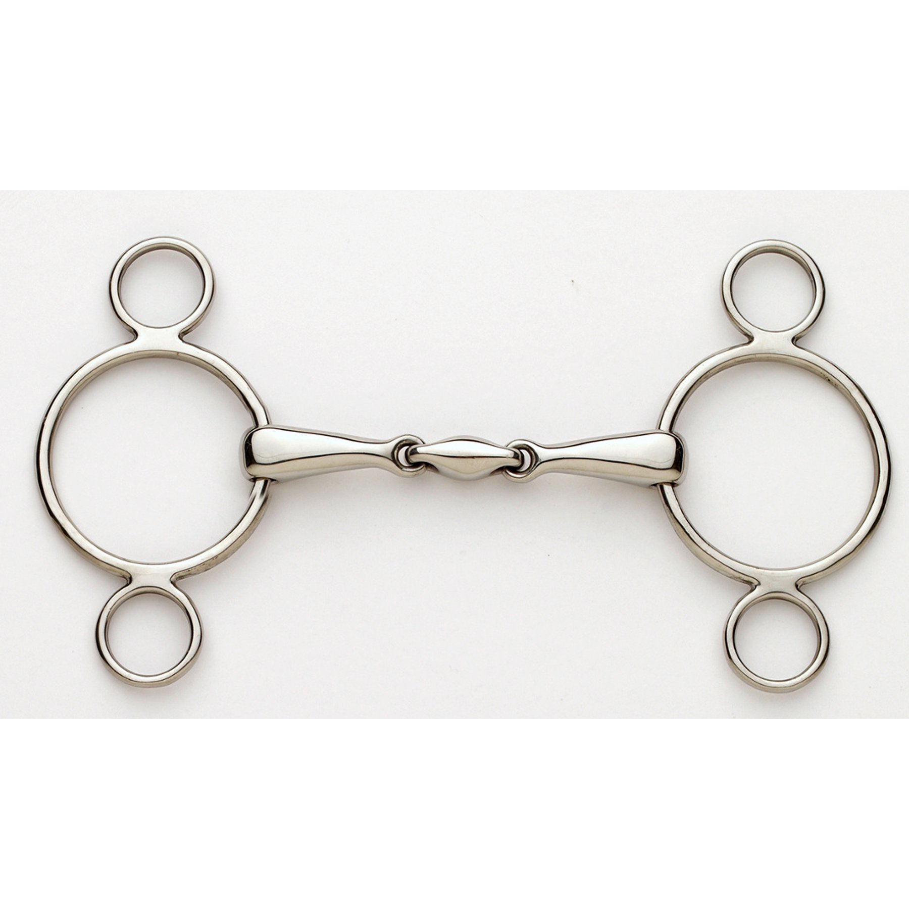 Ovation Stainless Steel Peanut Link 2 Ring Bit Gag, 5-in