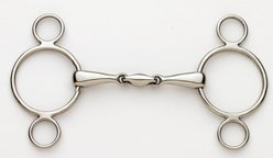 Ovation Stainless Steel Peanut Link 2 Ring Bit Gag, 5.5-in