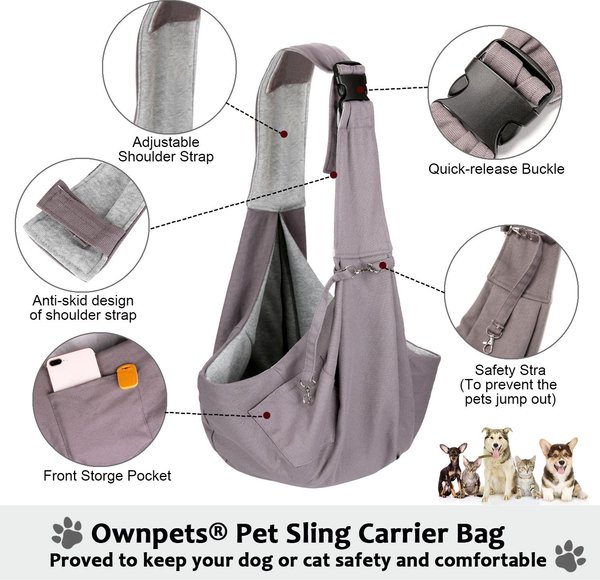 Show full view: Ownpets 10-15-lbs. Sling Dog & Cat Carrier, Grey slide 4 of 6