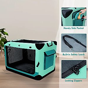 Ownpets 4-Door Collapsible Hard Sided Dog Crate, Large
