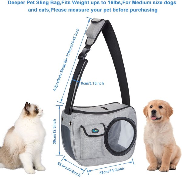 Show full view: Ownpets Airline Approved Sling Dog & Cat Carrier, Grey, Medium slide 7 of 9
