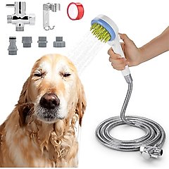 Ownpets Pet Combing Shower Sprayer with Hose & Diverter Bath Brush