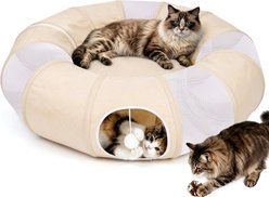 Ownpets Playing Tunnel with Breathing Mesh Cat Toy, Large, Beige