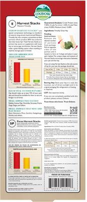 Show full view: Oxbow Animal Health Harvest Hay Stacks Western Timothy Hay All Natural Hay for Rabbits, Guinea Pigs, Chinchillas, Hamsters & Gerbils, 35-oz. slide 2 of 11