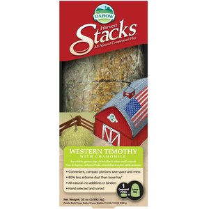 Oxbow Animal Health Harvest Hay Stacks Western Timothy Hay with Chamomile All Natural Hay for Rabbits, Guinea Pigs, Chinchillas, Hamsters & Gerbils, 35-oz.