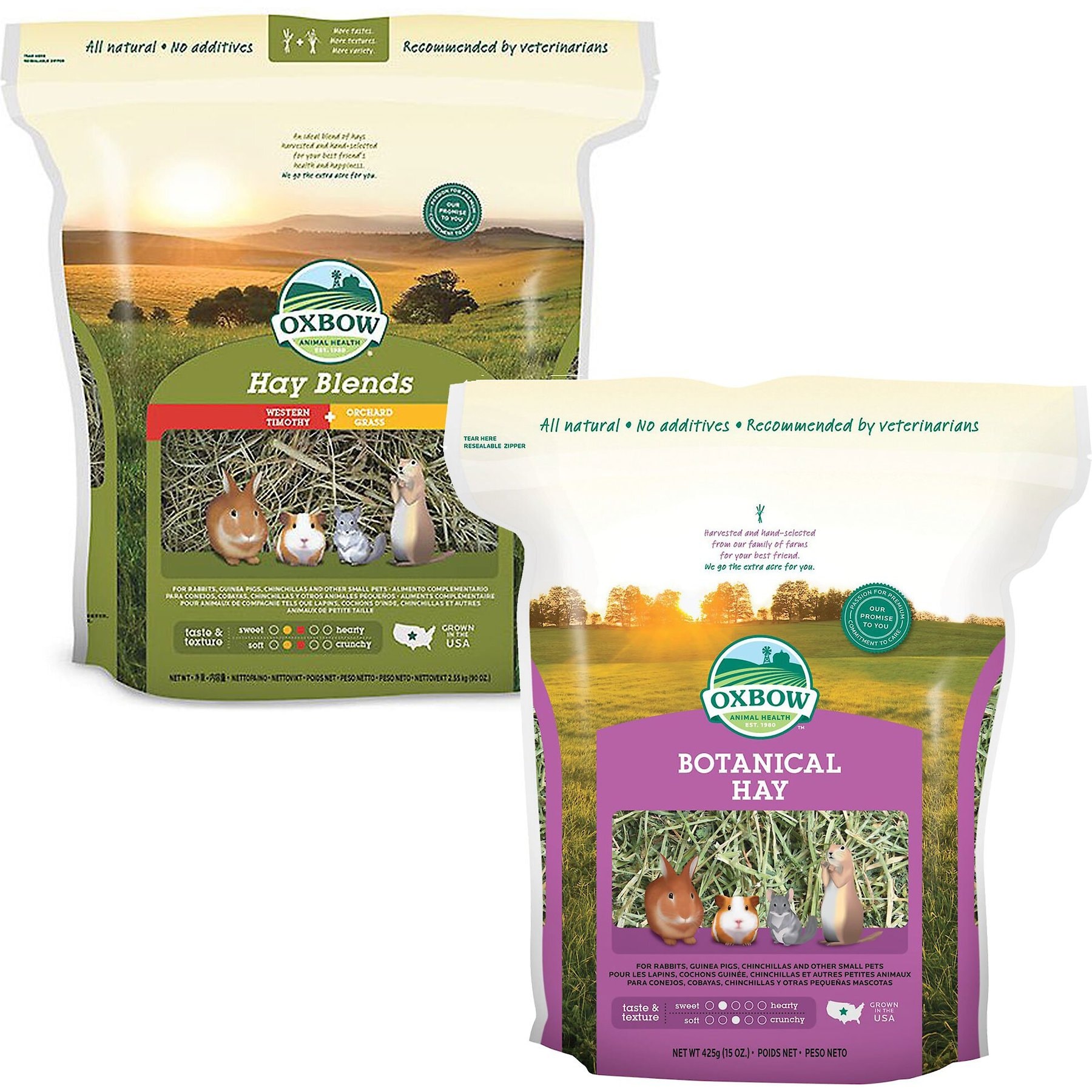 Oxbow Animal Health Oxbow Hay Blends Western Timothy & Orchard + Botanical Hay Small Animal Food