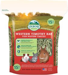 Oxbow Animal Health Western Timothy Hay All Natural Hay for Rabbits, Guinea Pigs, Chinchillas, Hamsters & Gerbils, 15-oz.