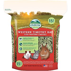 Oxbow Animal Health Western Timothy Hay All Natural Hay for Rabbits, Guinea Pigs, Chinchillas, Hamsters & Gerbils, 15-oz.
