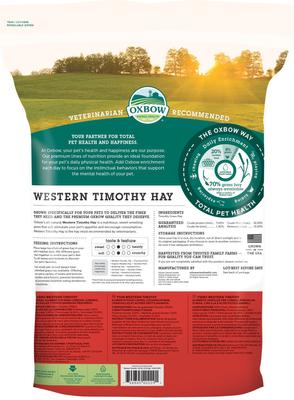 Show full view: Oxbow Animal Health Western Timothy Hay All Natural Hay for Rabbits, Guinea Pigs, Chinchillas, Hamsters & Gerbils, 90-oz. slide 2 of 12