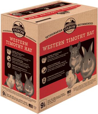 Show full view: Oxbow Animal Health Western Timothy Hay All Natural Hay for Rabbits, Guinea Pigs, Chinchillas, Hamsters & Gerbils, 9-lb bag, bundle of 2 slide 4 of 12
