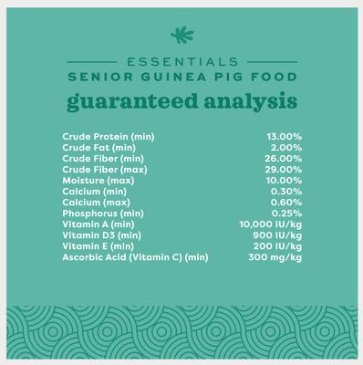 Show full view: Oxbow Animal Healthy Essentials Natural Pellets Senior Guinea Pig Food, 8-lb bag slide 9 of 10