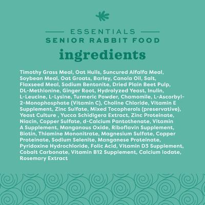 Show full view: Oxbow Animal Healthy Essentials Natural Pellets Senior Rabbit Food, 8-lb bag slide 8 of 10